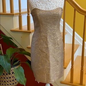 Milly of New York strapless floral gold dress sz 8